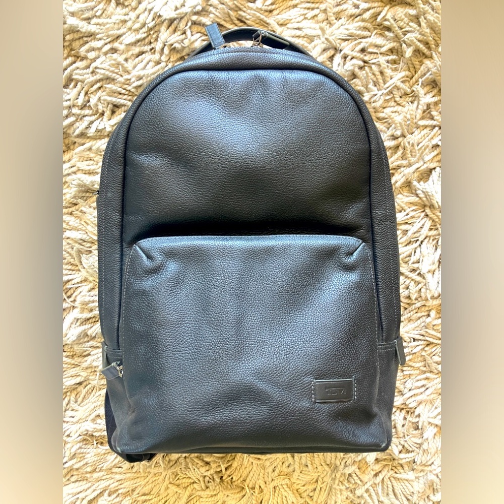 Tumi Sleek Leather Black Charcoal Backpack